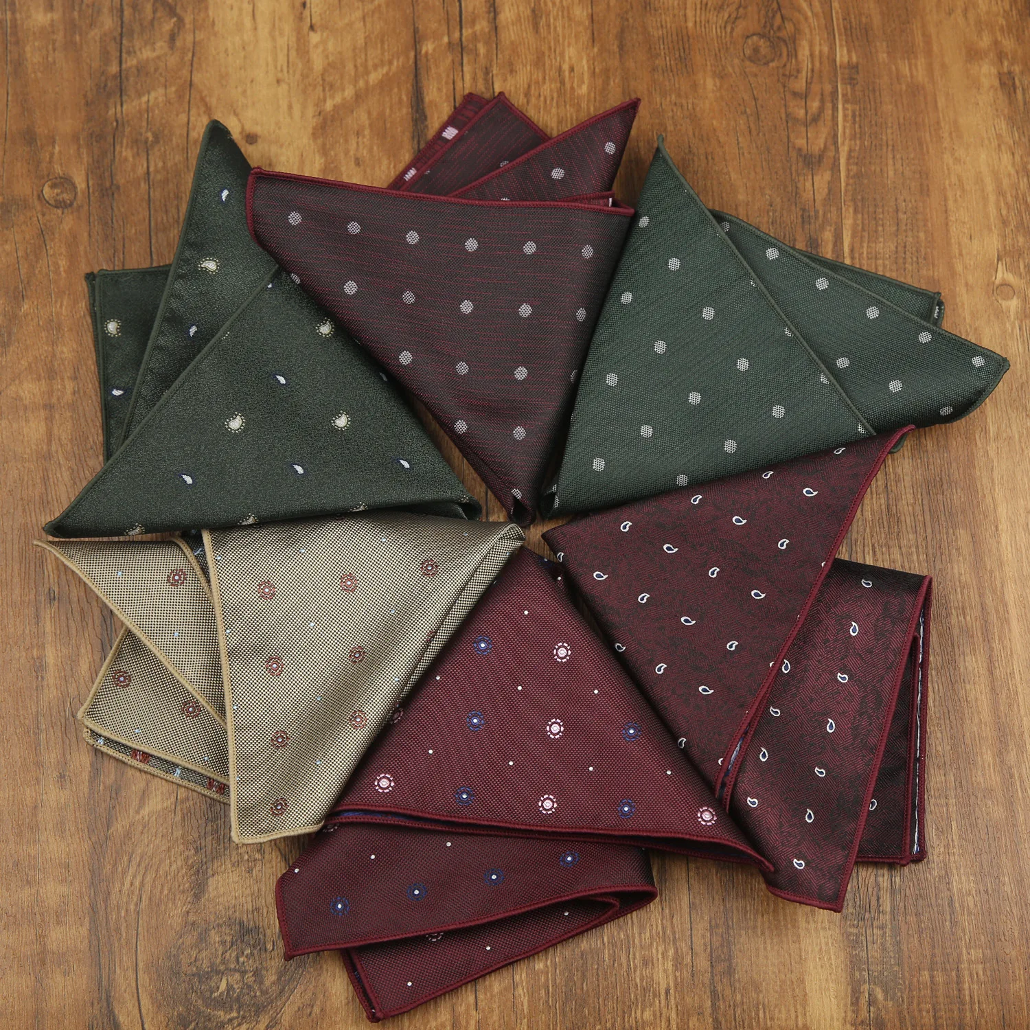 Nuovo fazzoletto da taschino invernale alla moda da uomo marrone navy pasiley fazzoletto a pois 23 cm fazzoletto in poliestere a righe accessori da sposa