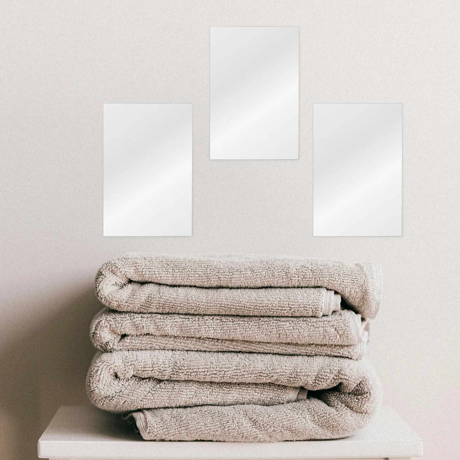 10Pcs Frameless Acrylic Mirror Sheets Self Adhesive Mirror Tiles for Wall Decor Home Gym Bedroom Bathroom Modern Minimalist