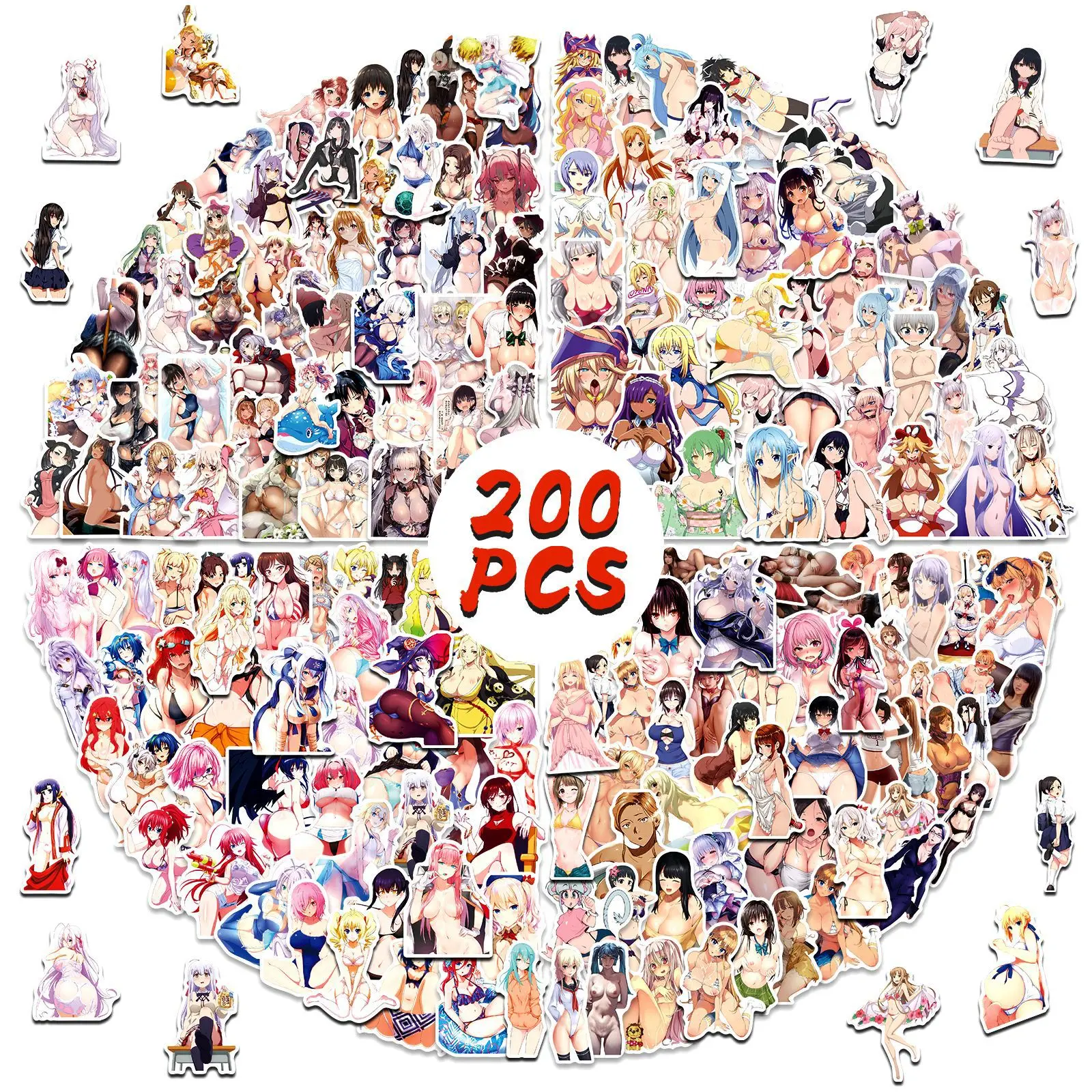 200pcs Non-repetitive Action Sexy Bunny Girl Bikini Girl Loli Stickers