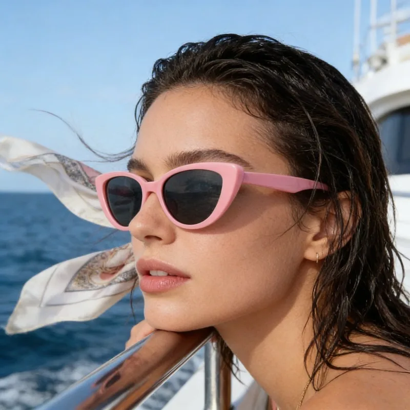 2pcs High-end Retro and Versatile Cat Eye Pink Women's Glasses, Niche Face Enhancing Small Frame