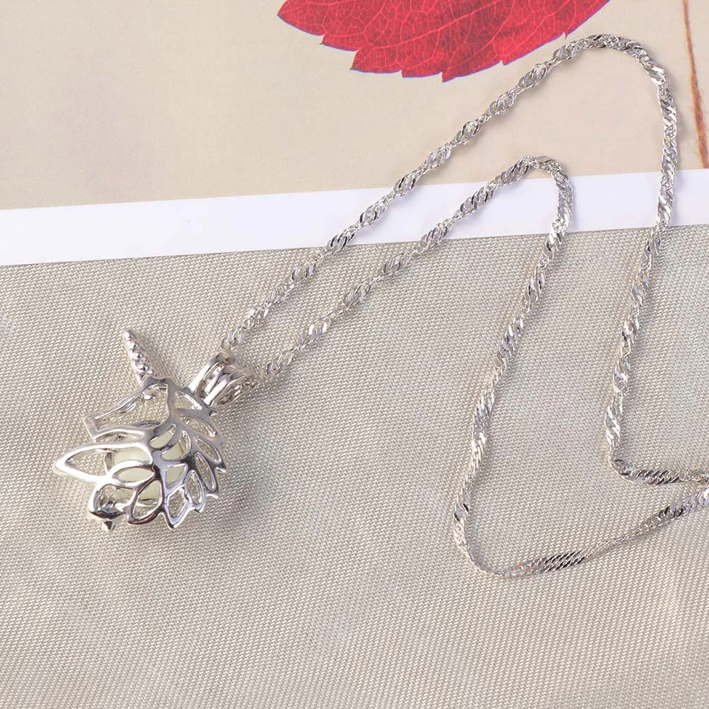 

2pcs Unicorn Necklace Dark Adjustable Chain Squirrel Jewelry Rings Hollow Diy Squirrel Hollow Unicorn Pendant Necklace