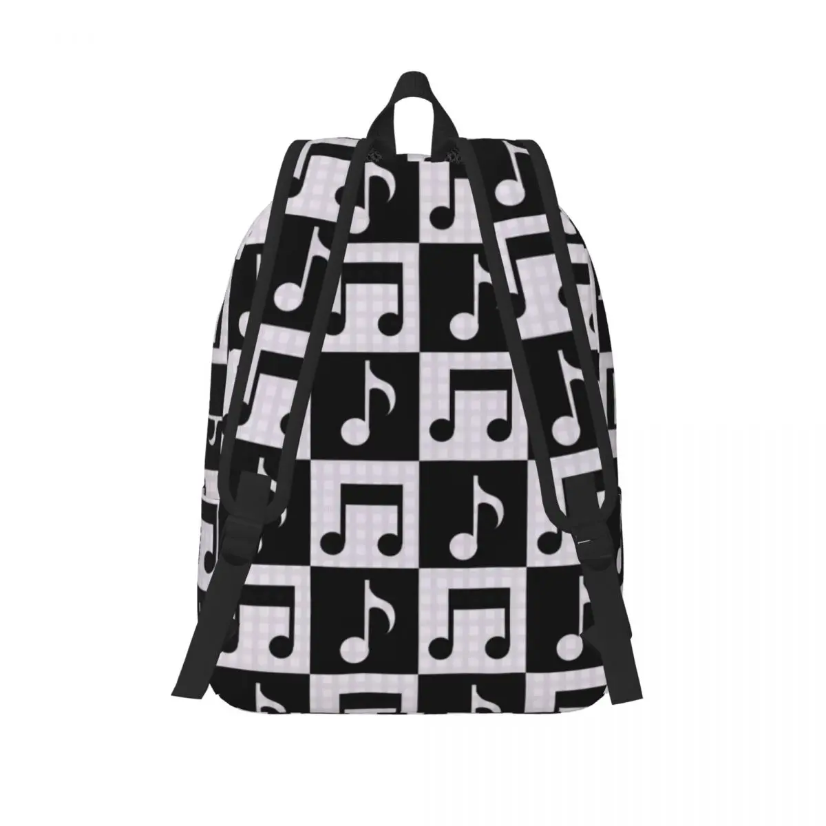 Cute Music Notes Teenage Backpack Sports Student Business Black And White Daypack for Men Women Laptop Computer Shoulder Bag