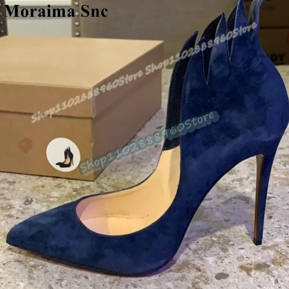 

Dark Blue Irregular Shallow Pointy Pumps Stilettos High Heel Women Shoes Slip On Pointed Toe Banquet Fashion Zapatos Para Mujer