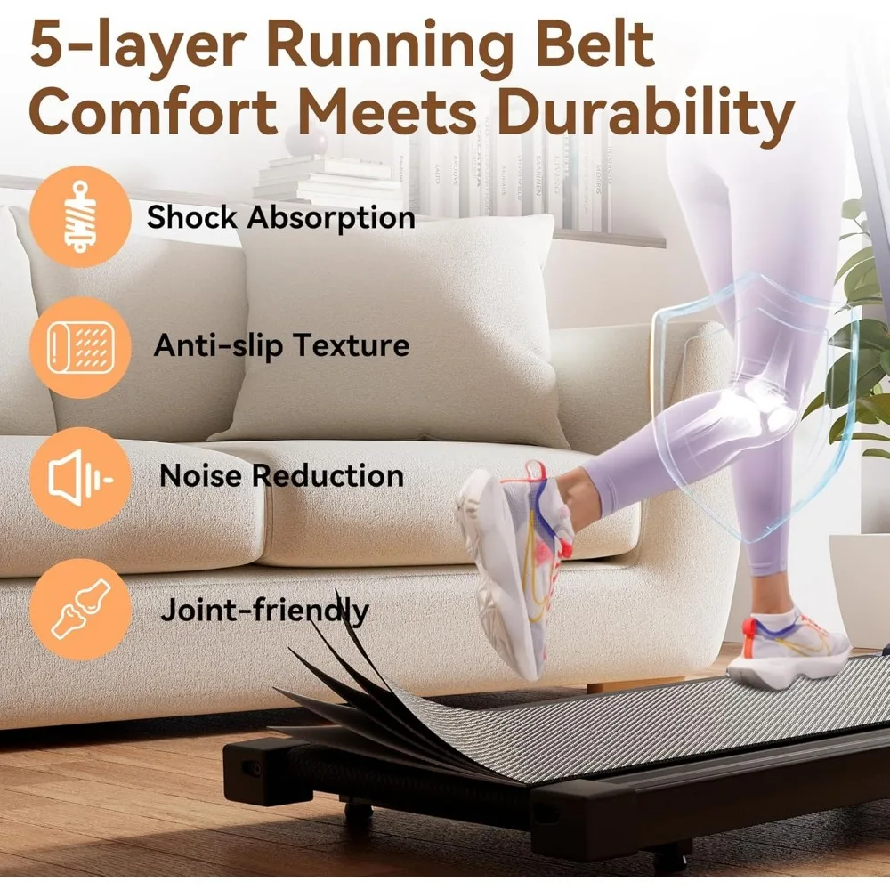 جهاز سير مدمج 4 في 1 قابل للطي مع مائل للياقة البدنية المنزلية، يدعم 300 رطل، مثالي للمساحات الصغيرة التي تعمل بالتحكم اليدوي