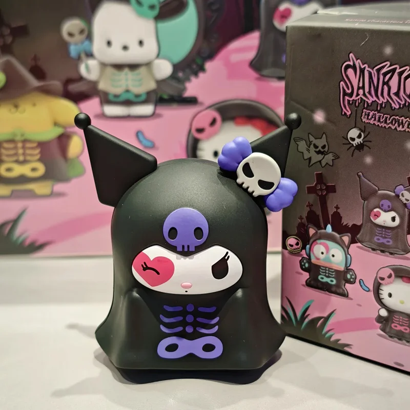 本物のサンリオハロウィンいたずらの夜シリーズブラインドボックスかわいい漫画フィギュアコレクション装​​飾品おもちゃミステリーボックスハロウィンギフト