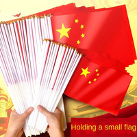 10/20/30pcs Chinese National Flag Five Star Red Flag with Pole Handheld Small Red Flag Waterproof Nano National Day