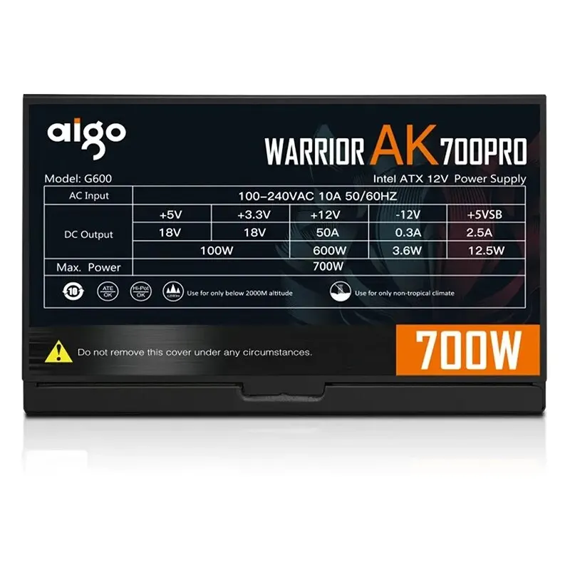 Aigo AK700PRO 700W PC PSU Power Supply Unit Black Gaming Quiet 120mm Rgb Fan 110V 220V ATX Desktop Computer Power Supply For BTC