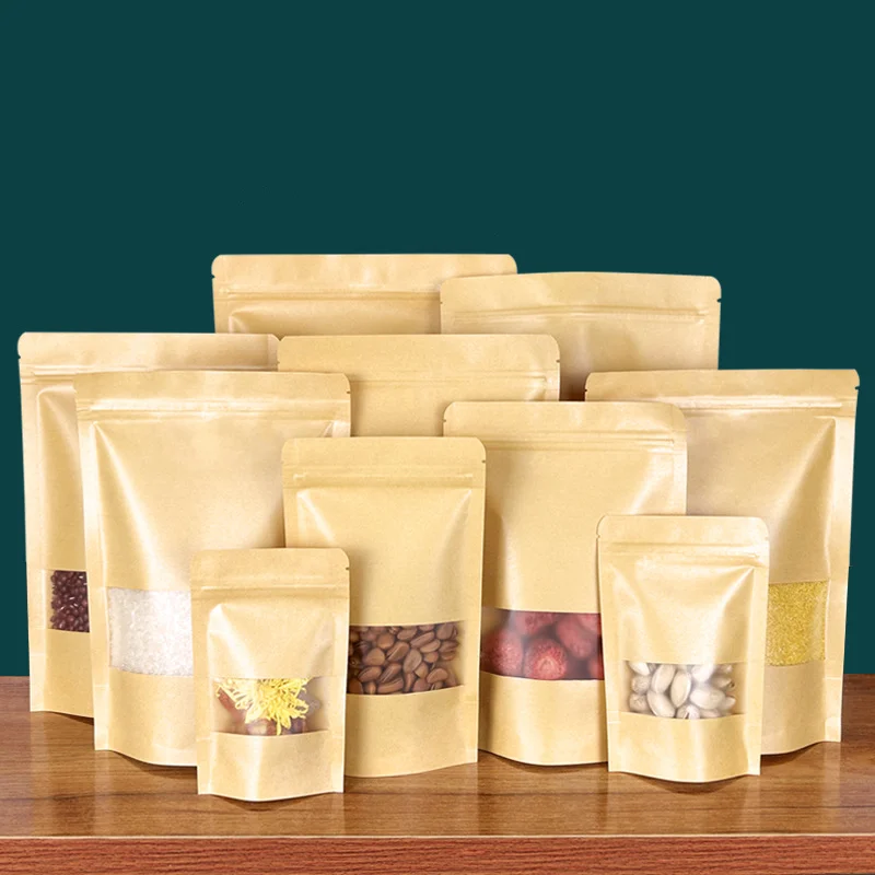 Customized Kraft Paper Ziplock Gift Packaging Bag DIY Matcha Spice Tea Powder Ground Sugar Coffee Custom Logo Storage Pouches view 5