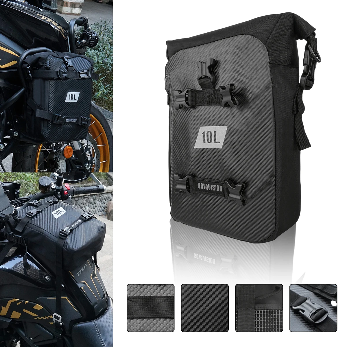 

SOVAVISION 10L Мотоциклетная сумка на заднее сиденье для уличных спортивных мотоциклов, боковая сумка для мотоцикла с регулируемым ремнем