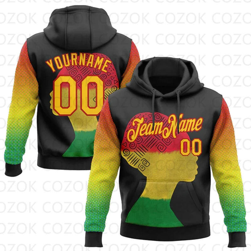 Customized Hoodie Black Yellow Red pattern Color Jersey 3D Printed  Unisex Pullovers Hoodie Casual Sweatshirts