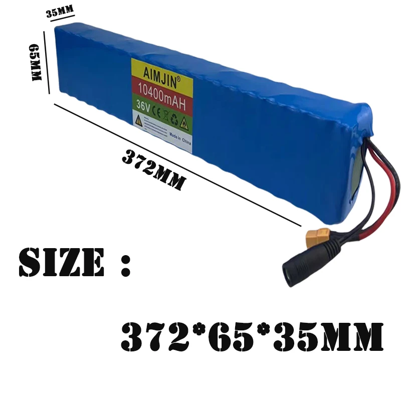 2024 New 10S4P 36V 10400mAh Electric Scooter Lithium-ion Battery 18650 Rechargeable Battery Pack Built-in BMS