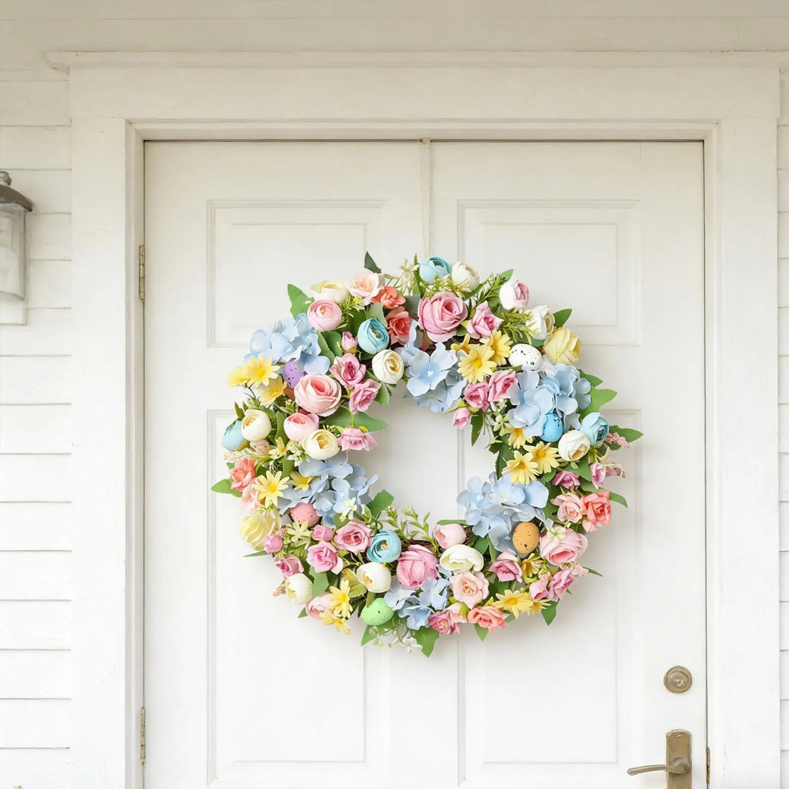 

Весенний красочный венок из диких цветов и зелени, искусственный венок из роз для улицы, на День святого Валентина, для вечеринок, окон и сада