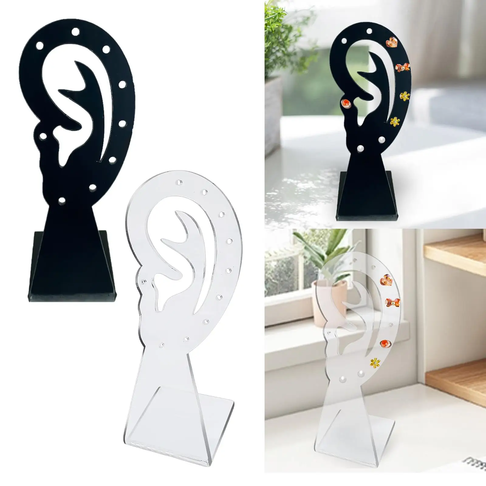 Ear Shape Earring Display Stand Acrylic 4.7inch Height Ear Studs Display Organizer Portable and Delicate