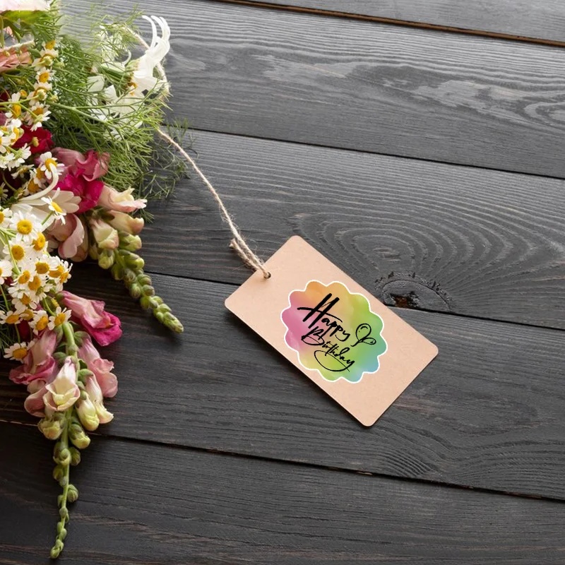 KAYSION Rainbow Label Stickers Thermal Stickers Gift Tags Handmade DIY Cute Envelope Stickers Suit for Pocket Printer