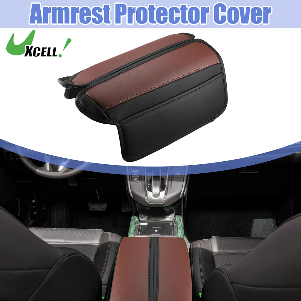 UXCELL Microfiber Leather Black Brown Armrest Protector Cover Pad Replacement for Nissan X-Trail 4th Generation 2022 Brown Line