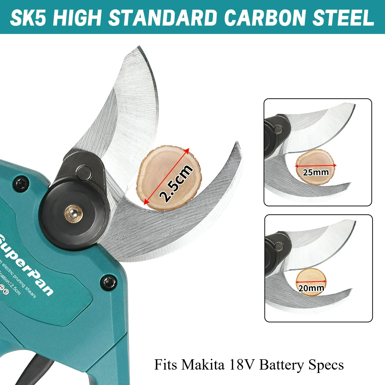 SuperPan 40mm Brushless Cordless Pruning Shears 2 Gears Rechargeable Fits Makita 18V Battery Specs Garden Tree Bonsai Pruner
