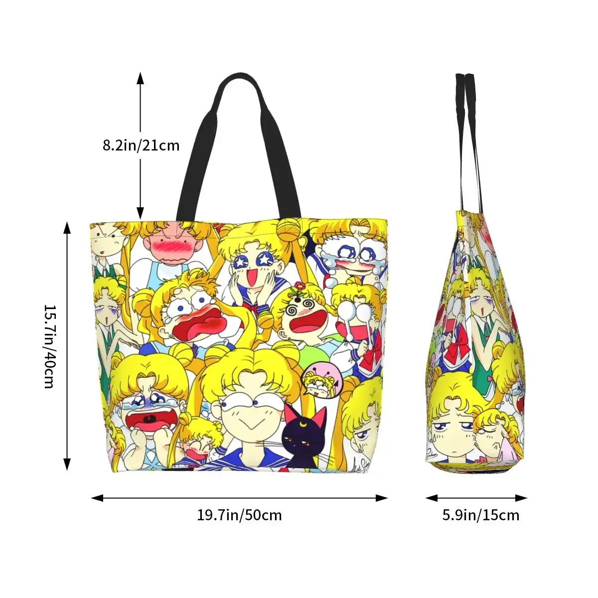 Japanese Shojo Sailor Tote Bag Anime Moon Girl Women Shoulder Handbag For Reusable Shopping Bag Outdoor School Shoulder Bag