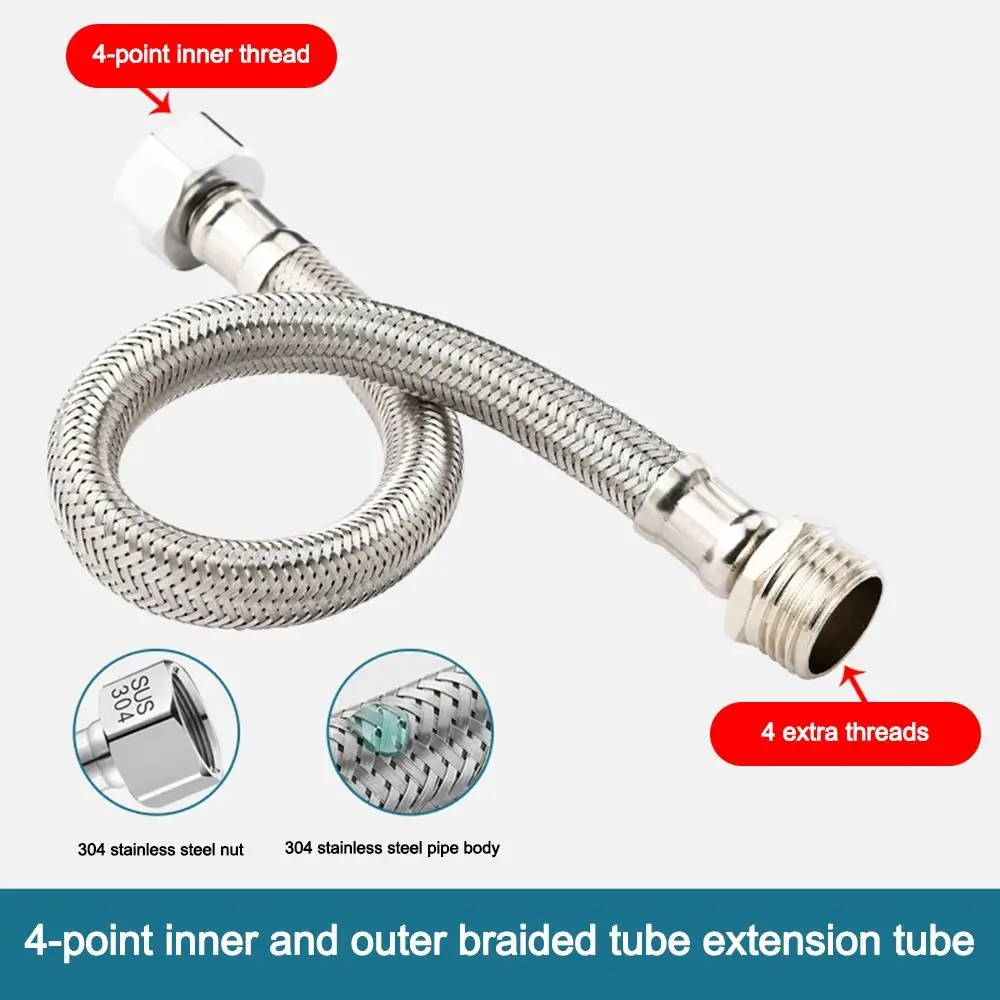 20-200CM Length Flexible Shower Hose Internal Threaded Stainless Steel Extension Sprayer Pipe Adjustable Length