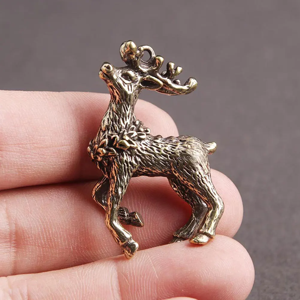 

3pcs Copper Deer Pendant nament Diy Pendant Brass Craft Hanging Decor DIY Keychain Animal Jewelry Accessories