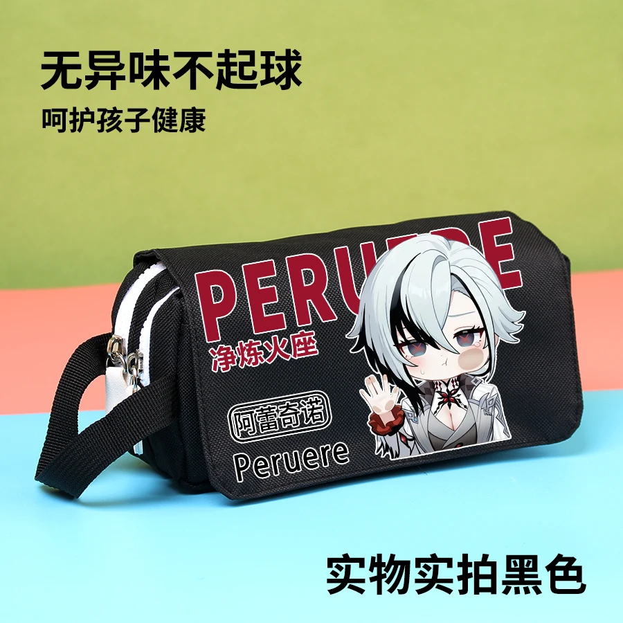 Anime GS Impact Game Cos Arlecchino The Knave 2025 Unisex 3 Layers of Large Capacity Storage Pencil Case Birthday Gift