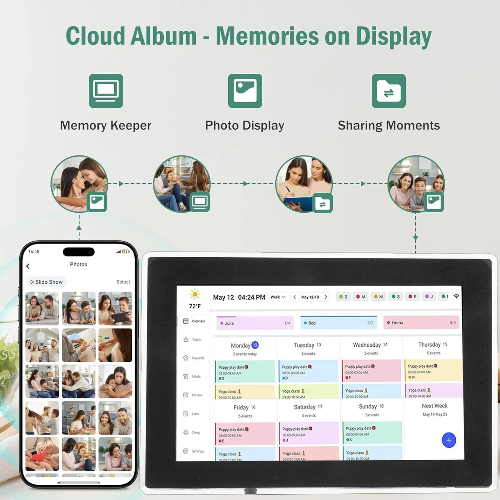 

Smart Digital Calendar 10.1 Inch HD Touchscreen WiFi Interactive Display Digital Calendar Planner with APP 32GB Memory for Famil