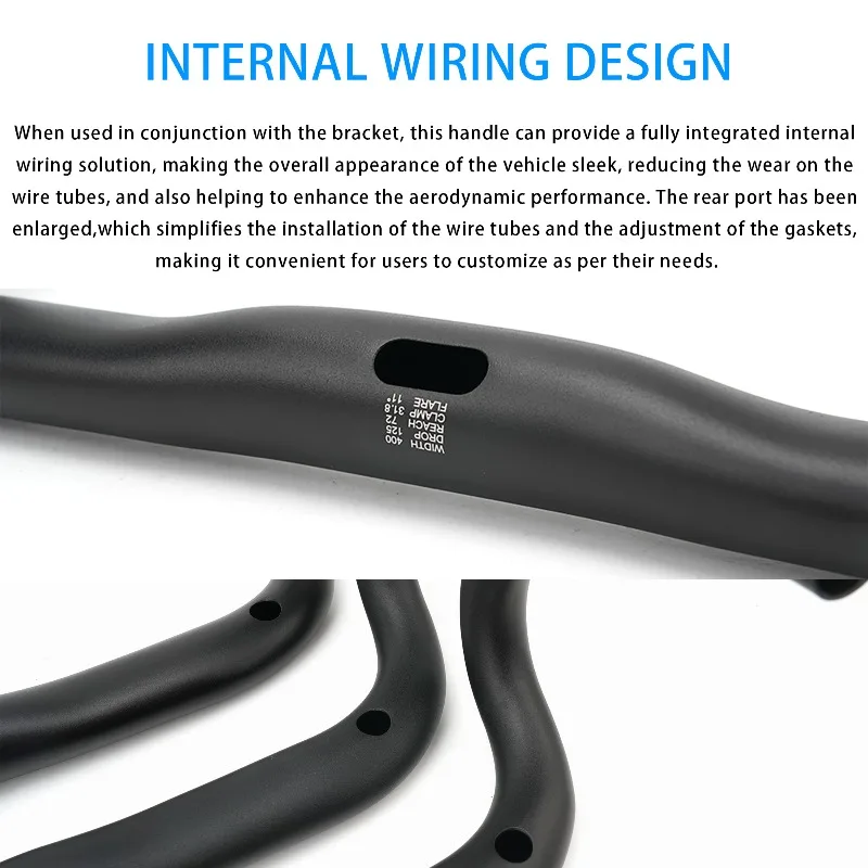 RIRO Ultra-Light Aero Road Bike Handlebar Alloy Fully Internal Routing 11° Flared Drop Bar for Enhanced Control And Aerodynamics