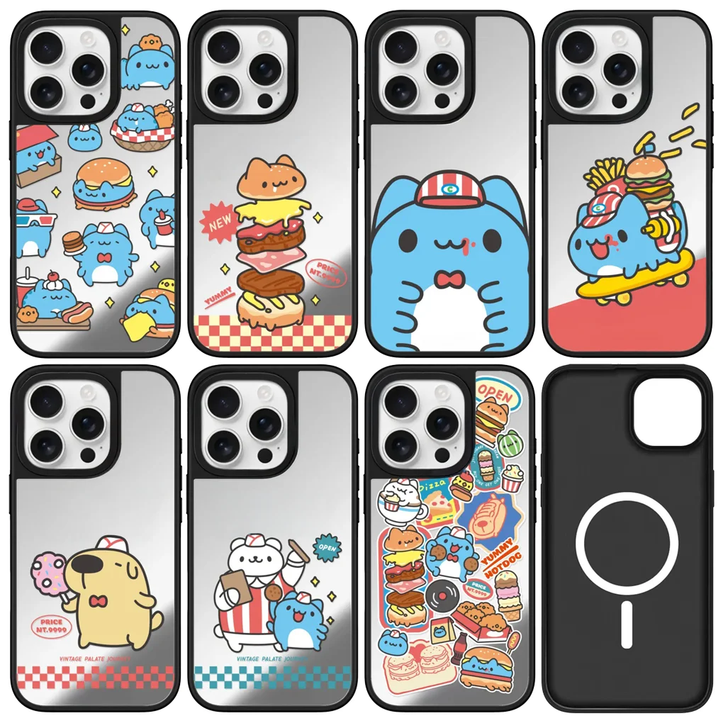

Cartoon Hamburger Mirror Surface Case for IPhone 12 13 14 15 16 17 Pro Max Case - Protective IPhone Case