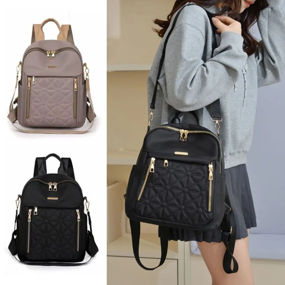 Oxford Cloth Simple Luxury Backpack Multi-functional Solid Color Solid Color Shoulder Bag Handbag Korean Style Retro Backpack