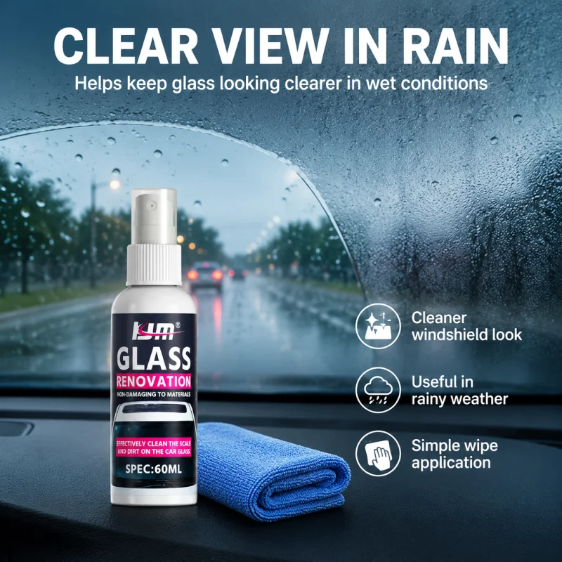 KJM Car Glass Cleaning Spray 60ML Windshield Dirt Stain Remover Deep Clean Foam Cleaner For Auto Rearview Mirror Window