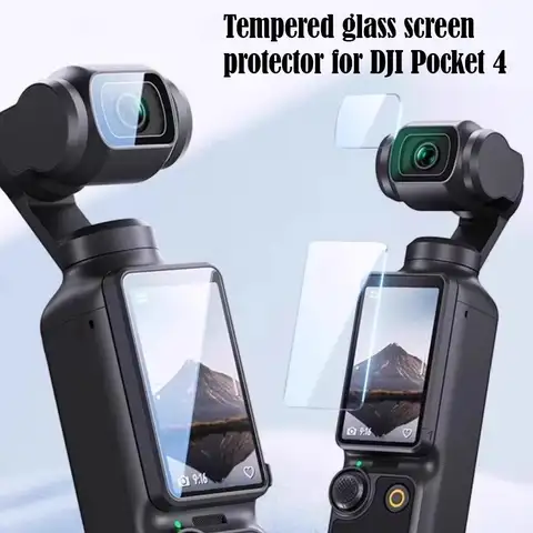 For DJI Osmo Pocket 4 Camera, Tempered Glass Screen Protector + Lens Protector, HD Clear Anti-Fingerprints Film, Accessories