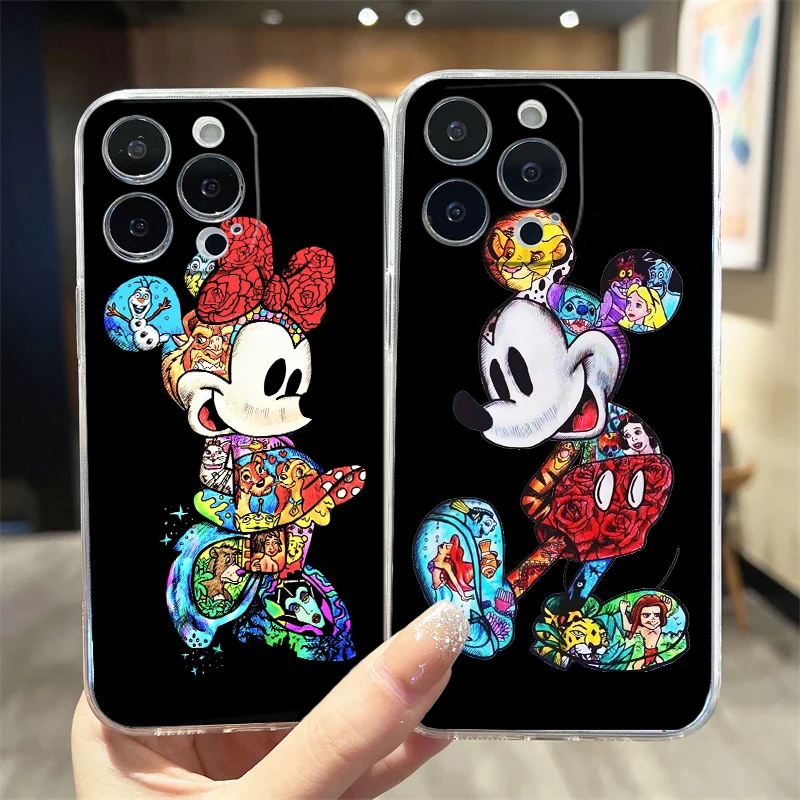 

Disney Mickey Mouse Classical Transparent Phone Case For Apple iPhone 15 14 13 12 11 Mini XS XR X Pro MAX 8 7 6 Plus Cover