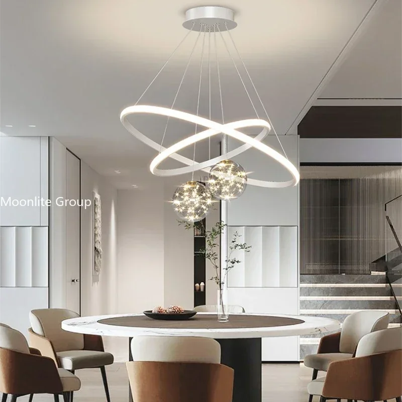 الذهبي قلادة عصابة أضواء الشمال الفاخرة الزجاج حلقة الثريا مطعم غرفة المعيشة ضوء الإضاءة المنزلية الحديثة Hanglamp #6