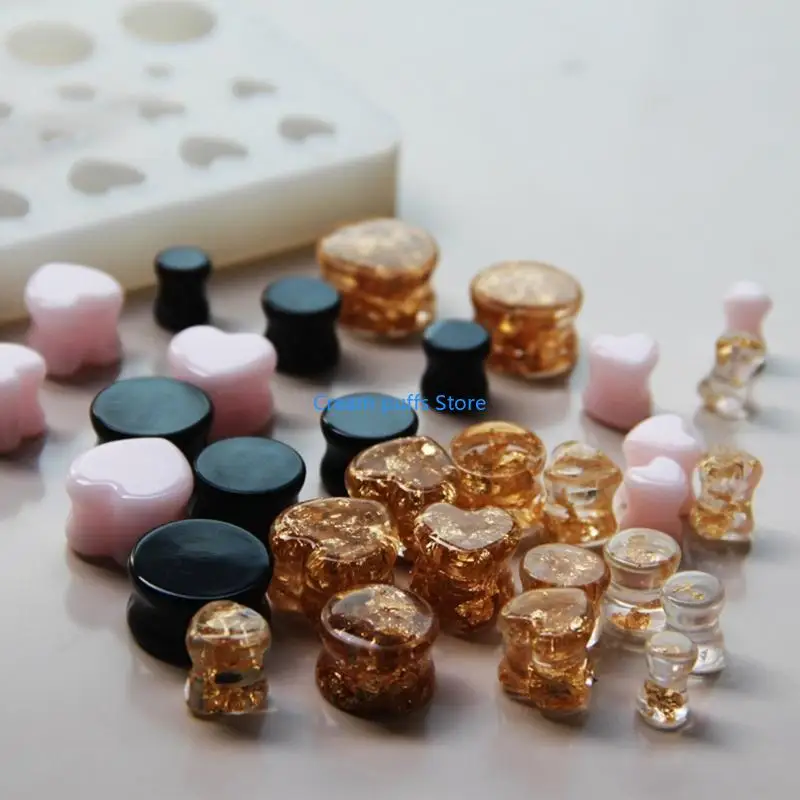 

50LE Stylish Ear Stretching Molds Round Heart Shaped Ear Expander Mold Craft Supplies Gift for Ear Stretching Enthusiasts