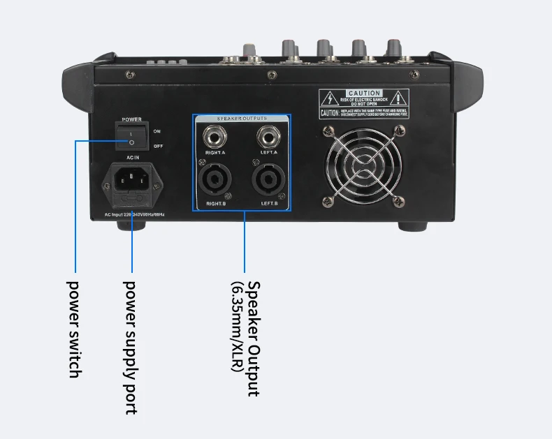 Amplificateur de puissance intégré professionnel, centre commercial audio à 4 canaux avec 550W, fabricant chinois