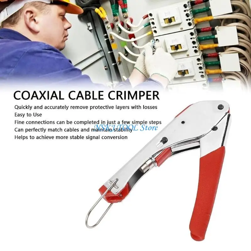 

L8RC Coax Cable Crimper Tool for RG6 RG59 Coaxial Compression Tool Wire Stripper