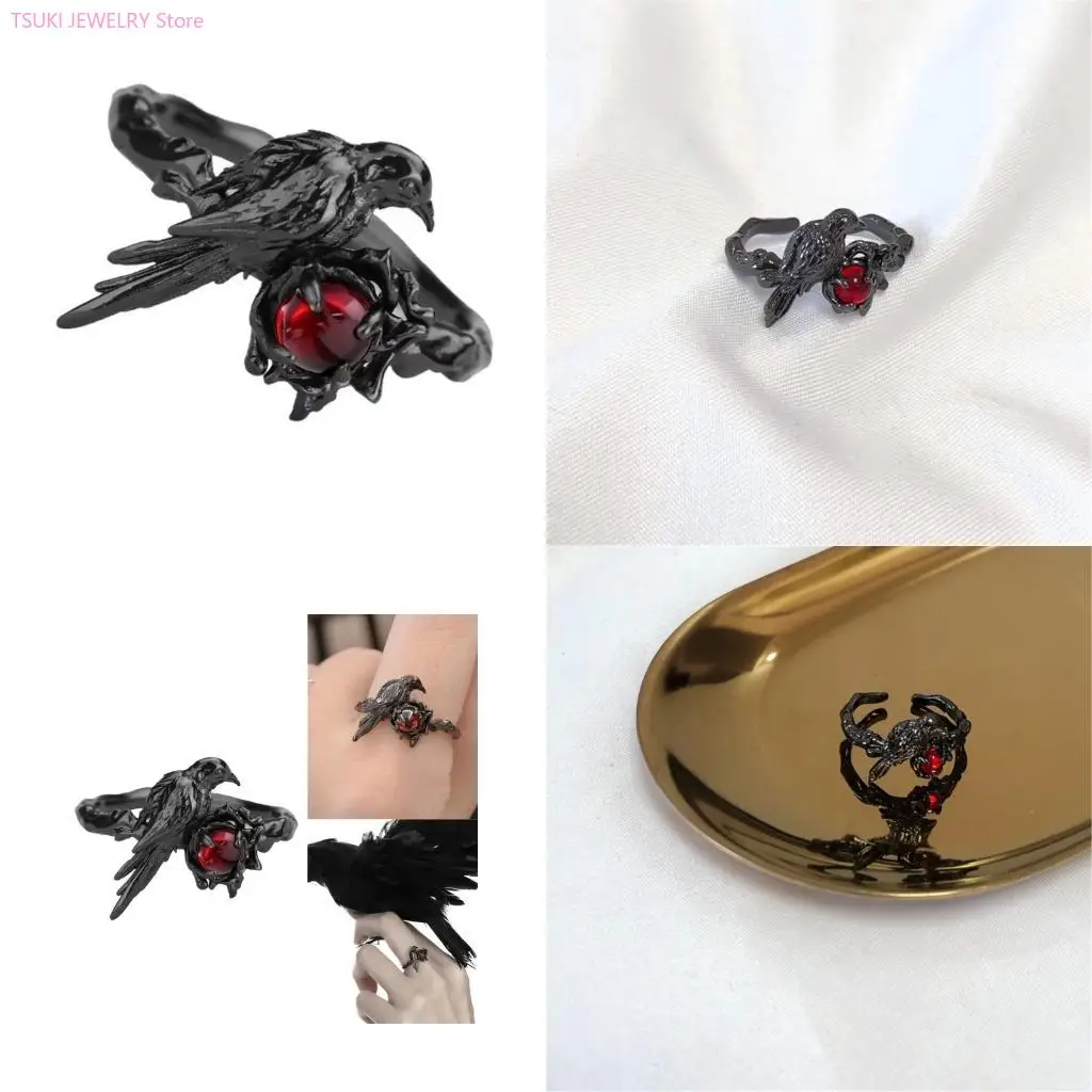 62KE Mysterious Crow Shaped Ring Mystery Culture Jewelry Unique Gothic Accessories