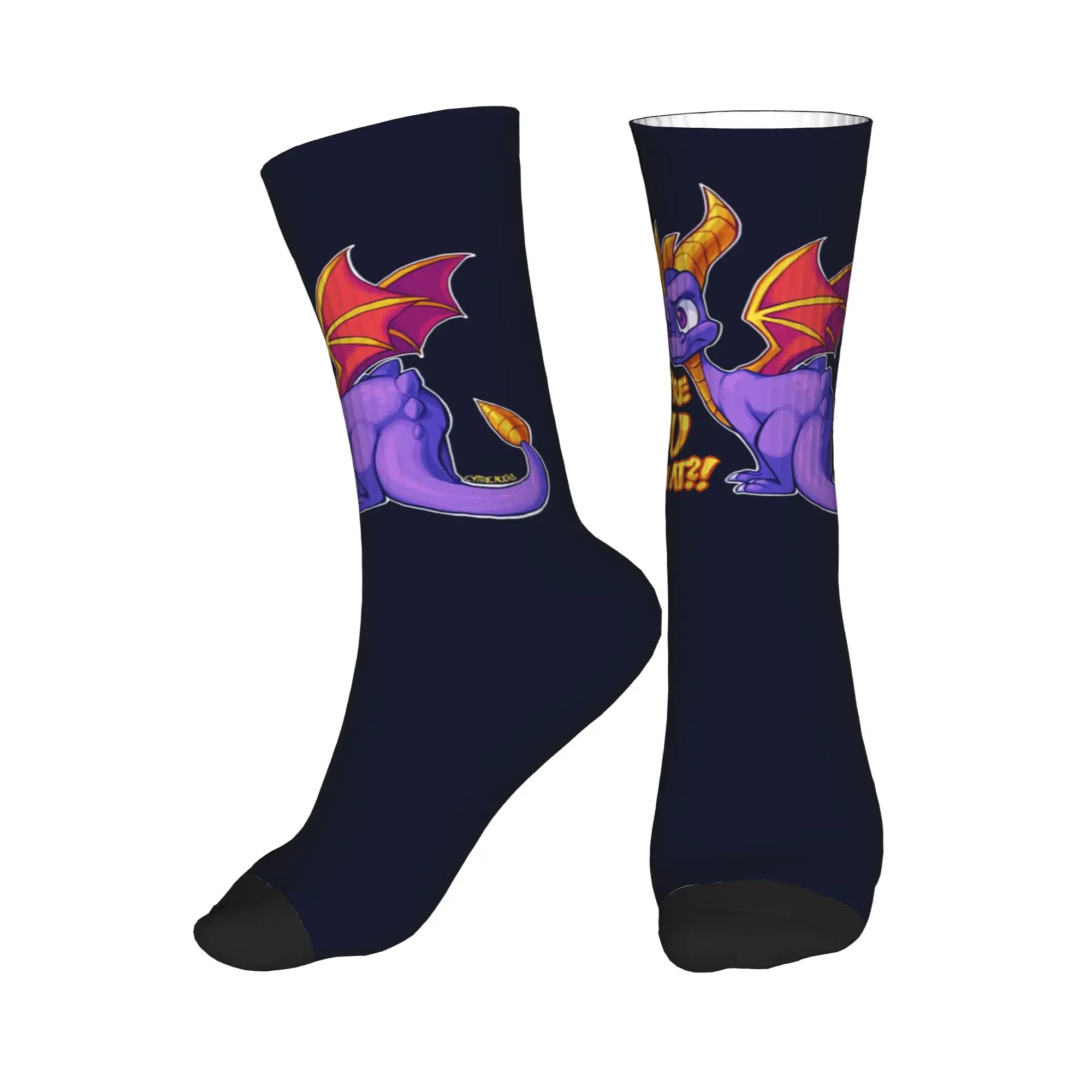 

All Seasons Spyro Pattern Sport Middle Tube Socks Sweat Absorbing Crew Socks Hip Hop Stockings for Men Women