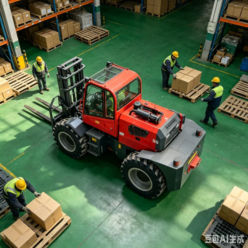 Electric Powered 4wd Rough Terrain Forklift With Lithium Battery And High Ground Clearance For Muddy Farms
