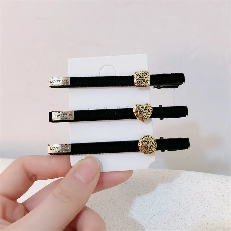 Black velvet One Character Duckbill Clip With Bangs, Side Broken Hair Clip, Headband Clip, Female Hairpin Bobby Pin