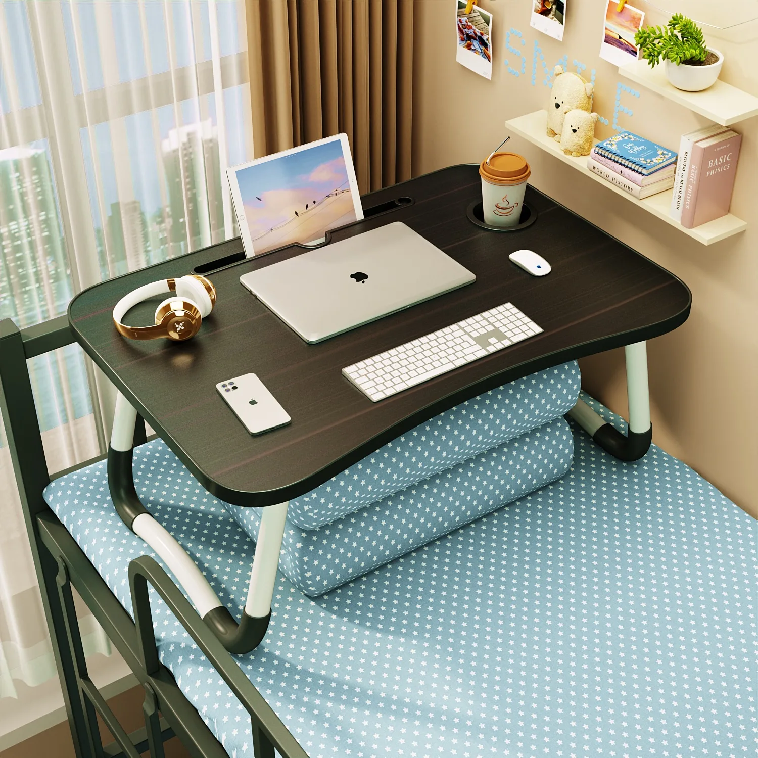 Folding table laptop desk on the bed, study table computer desk