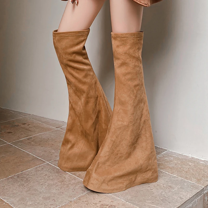 

Chunky Heel Thick Sole Over The Knee Boots Women Flounce Design Gladiator Long Booties Runway Autumn Platform Shoes Morden Boots