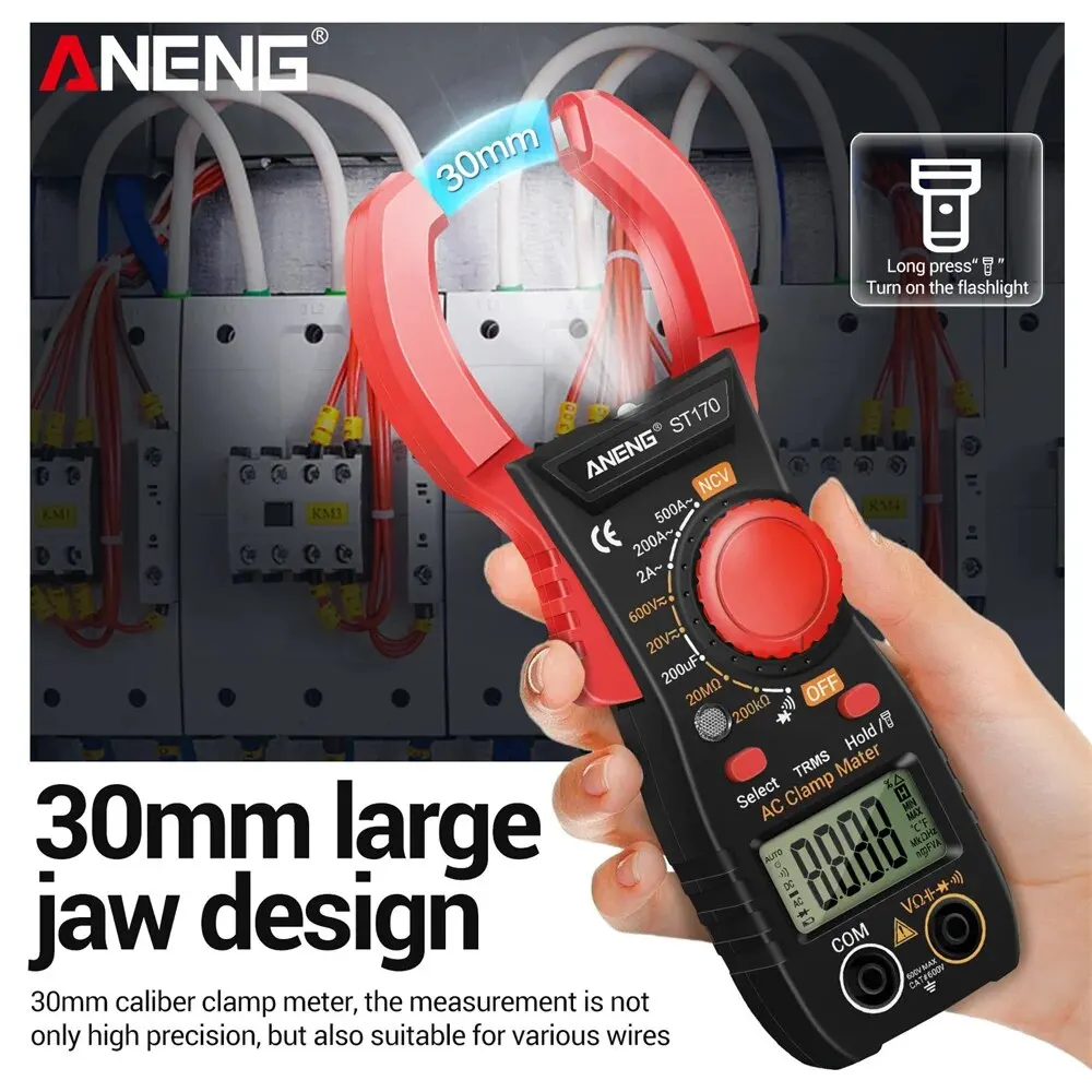 ANENG ST170 Clamp Meter Multimeter With HD Backlight Display Screen Mini Amperimetric Clamp Tester Noncontact Electrician Tools