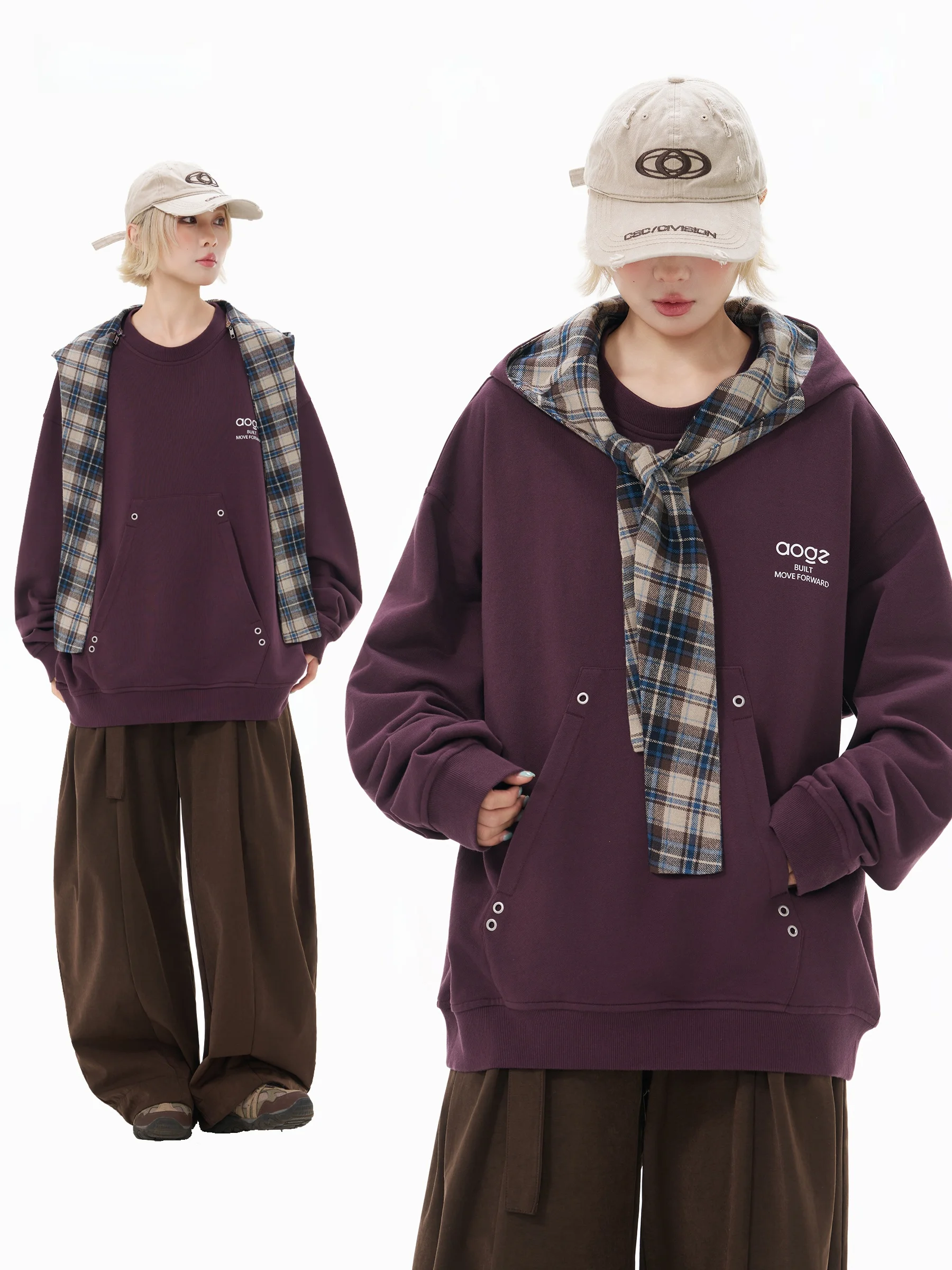 AOGZ Detachable Scarf Hat Hoodie Unisex Loose Comfortable American Style Long Sleeve Sweatshirt for Commuting And Traveling