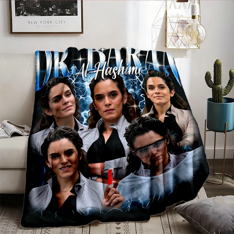 Dr. Baran Al-Hashimi Bootleg Flannel Blanket, Vintage Medical Drama Fan Flannel Throw Gift Cozy Blanket Warm Blanket