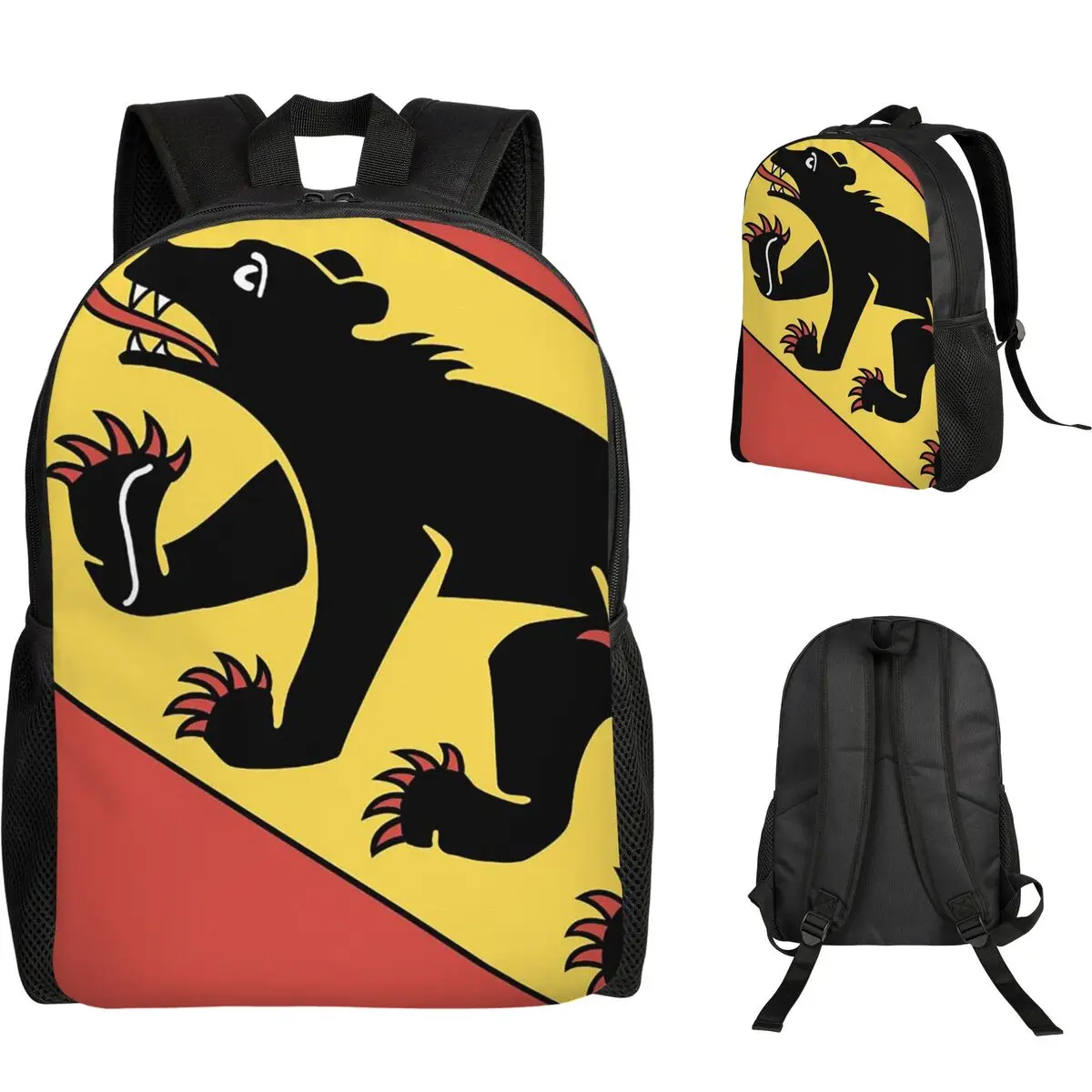 Bern Bear Swiss Flag Switzerland Coat Of Arms Backpack Student Boys Girls BookBag School Bag Computer Shoulder Bags