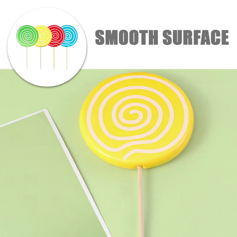 4 Pcs Decorations Accessories Simulation Lollipop Child Lollipops Wood Party Prop