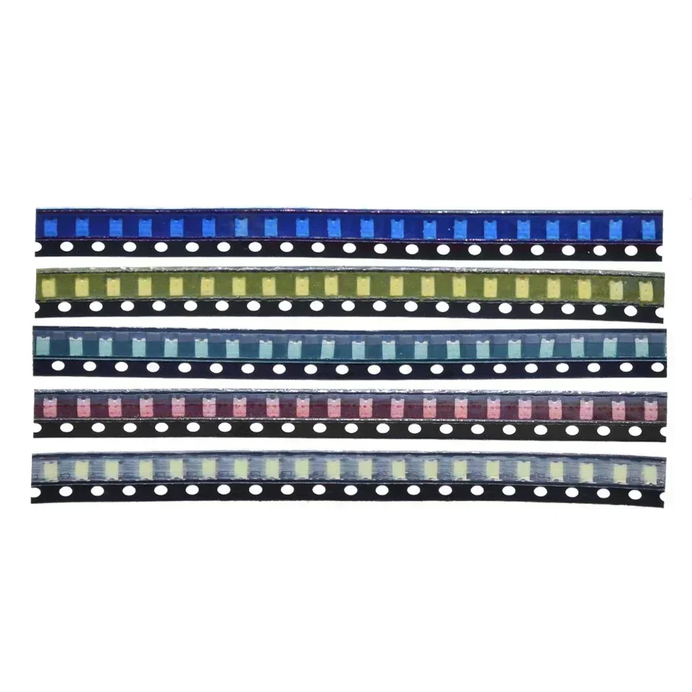 100pcs LED Light Assortment 5 Values 1206 LED Light Red White Green Blue Yellow Assortment 13cmX18cmX0.1cm Electrical