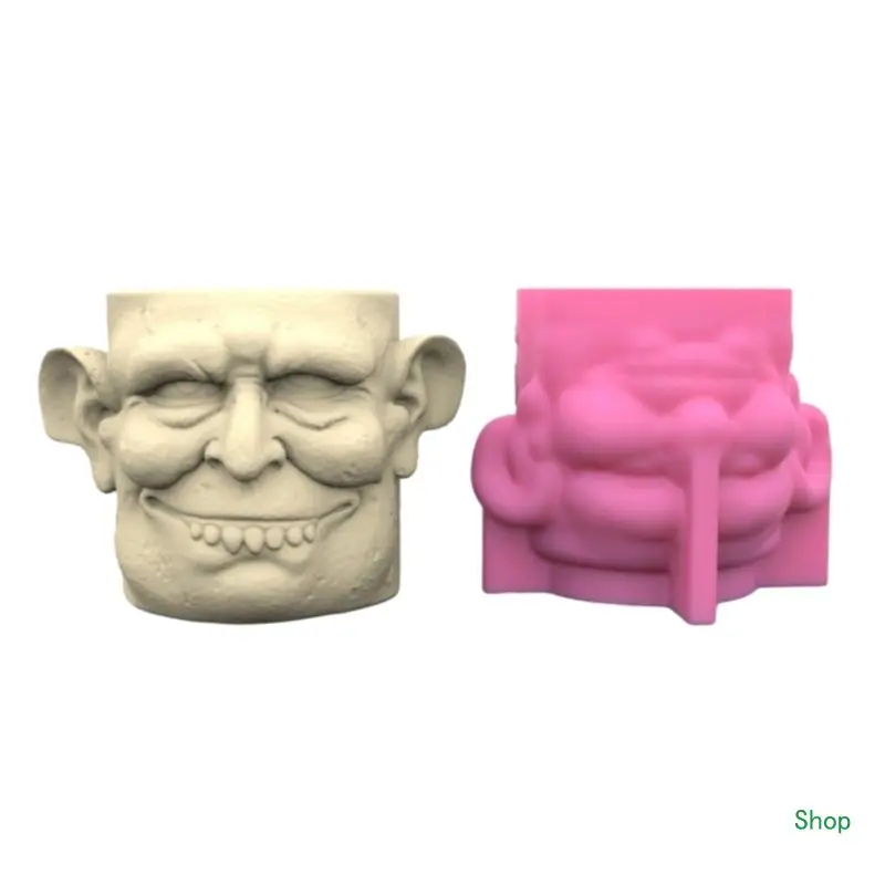 

Dropship Unique Silicone Flowerpot Molds Strange Face Shaped DIY Clay Moulds Craft Moulds