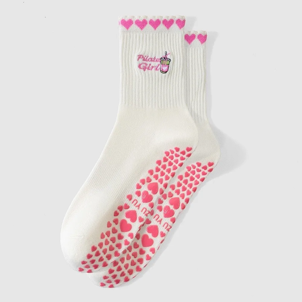 Cotton Pilates Socks for Women Breathable Silicone Sole Yoga Socks Sweat-absorbent High-elastic Mid Tube Socks
