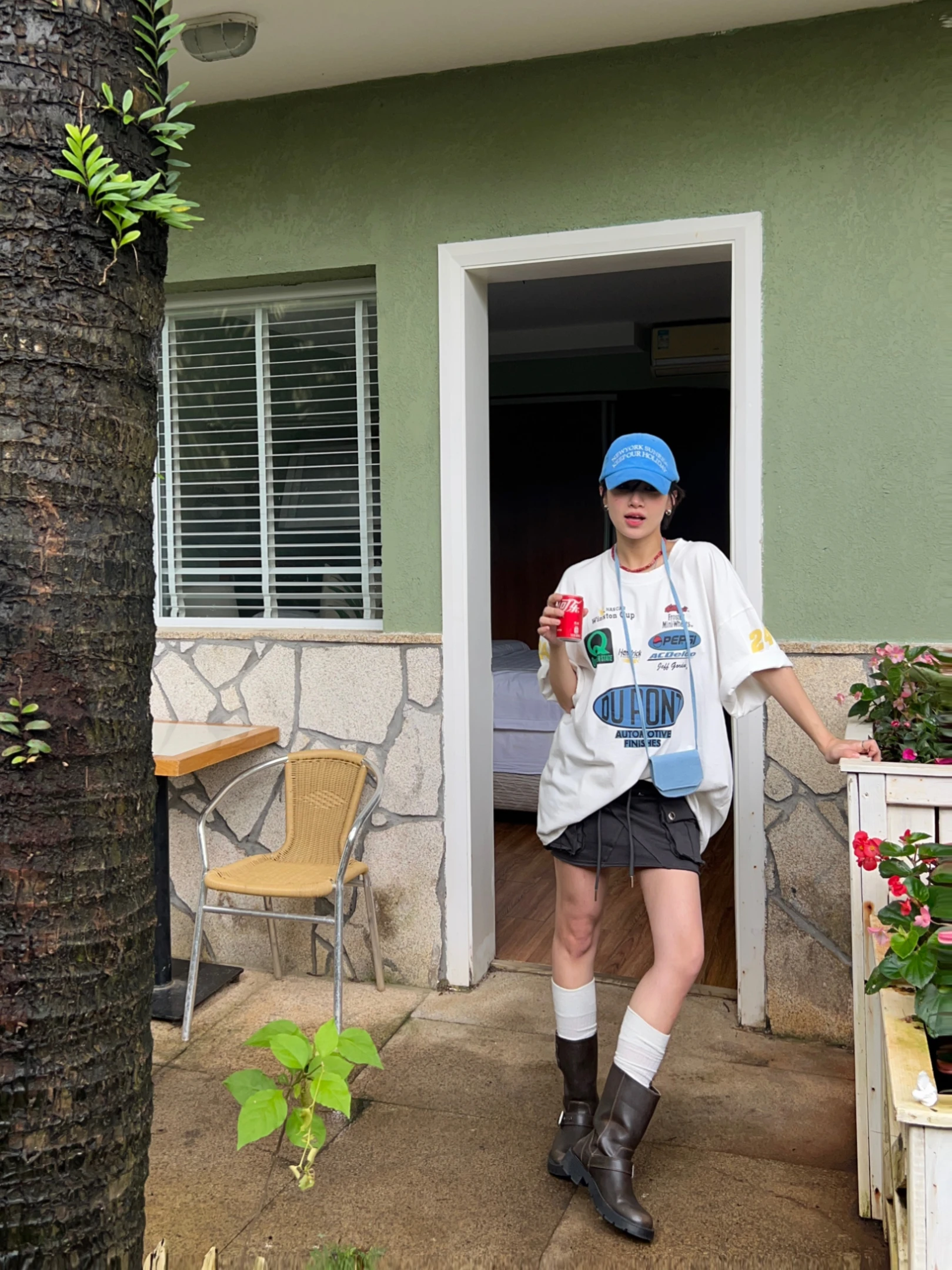 

Retro Waed Street Sle Printed ort Sve T-irt Loose Fit round Ne Top for Women Summer Commute Faion Casual Wear